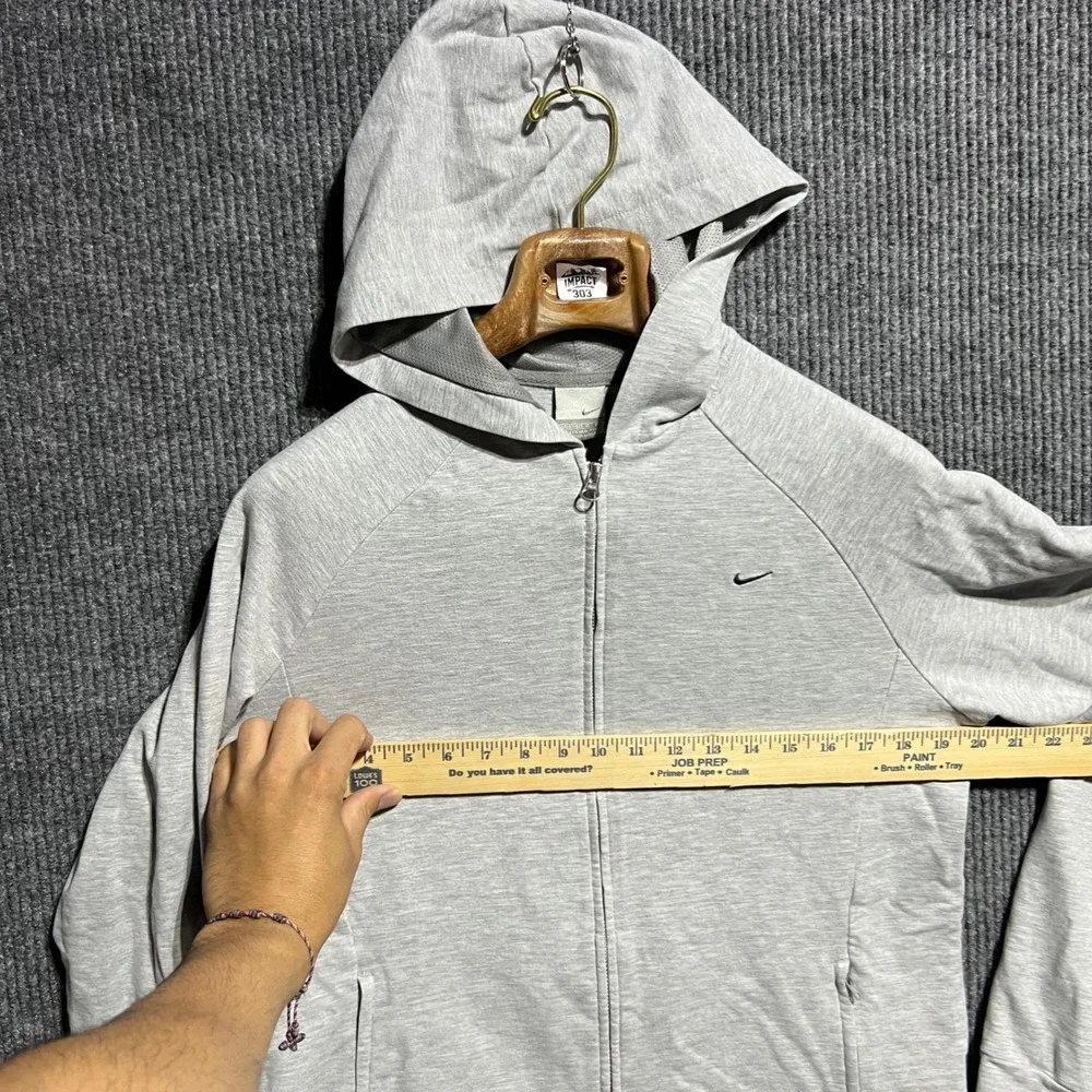 Vintage Nike Full Zip Hoodie Kids Size L 12-14 Grey Swoosh Logo‎ Athletic Y2K